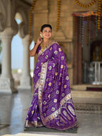 Vedant Vastram Soft Dola Silk Fancy Jacquard Bollywood Saree - Violet | Grocsy