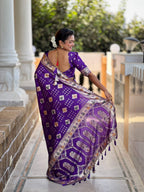 Vedant Vastram Soft Dola Silk Fancy Jacquard Bollywood Saree - Violet | Grocsy
