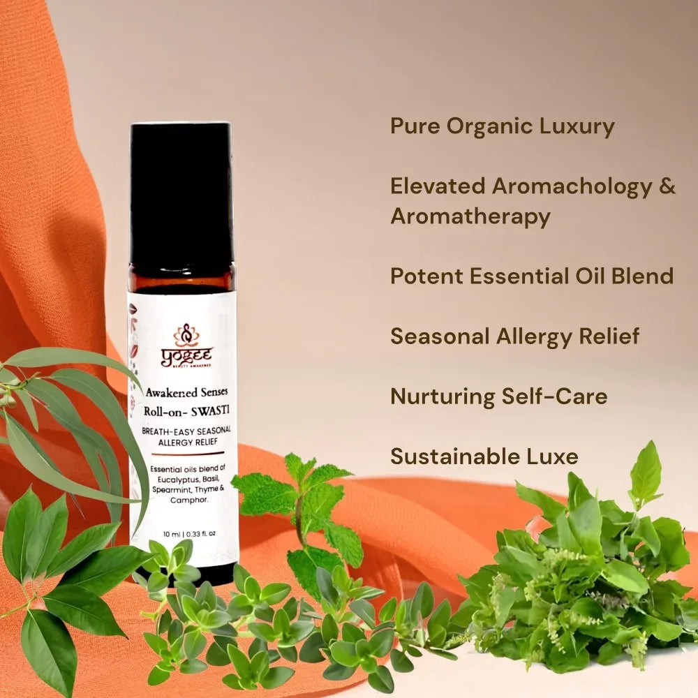 Yogez Awakened Senses Temple Roll-On- SWASTI- Aromatherapy blend for seasonal allergy relief - Swadesiicart