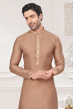 Functional Designer Men's Cream Jacquard Kurta With Pant - Rudra | Grocsy