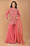 Morchari Women And Hand Embroidery Palazzo Set-Rust | Grocsy
