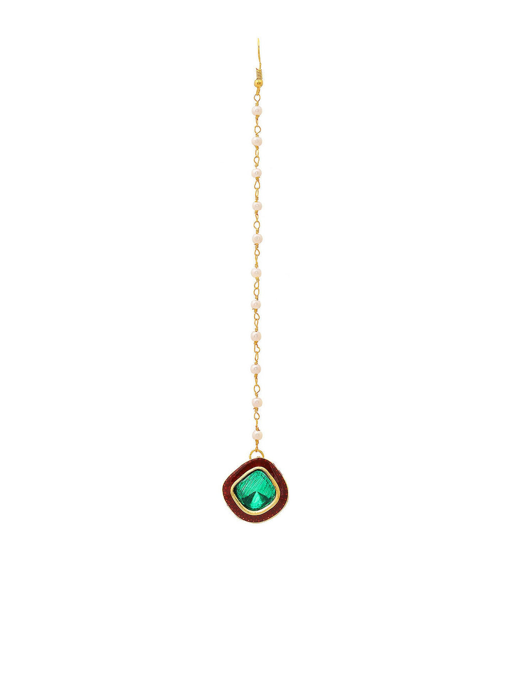 Ruby Raang Green and Red Meenakari Kundan Maang tikka | Grocsy