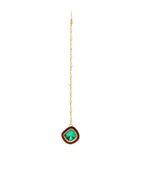 Ruby Raang Green and Red Meenakari Kundan Maang tikka | Grocsy