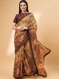 Beige Georgette Resham And Sequins Embroidery, Mukaish Studded Work Saree - Norita Hit Design | Grocsy