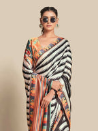 Black Bright Moss Designer Digital Printed Party Wear Saree - Be Verly | Grocsy