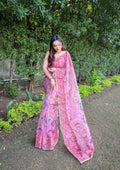 Vamsee Bavari Peach Organza Saree | Grocsy