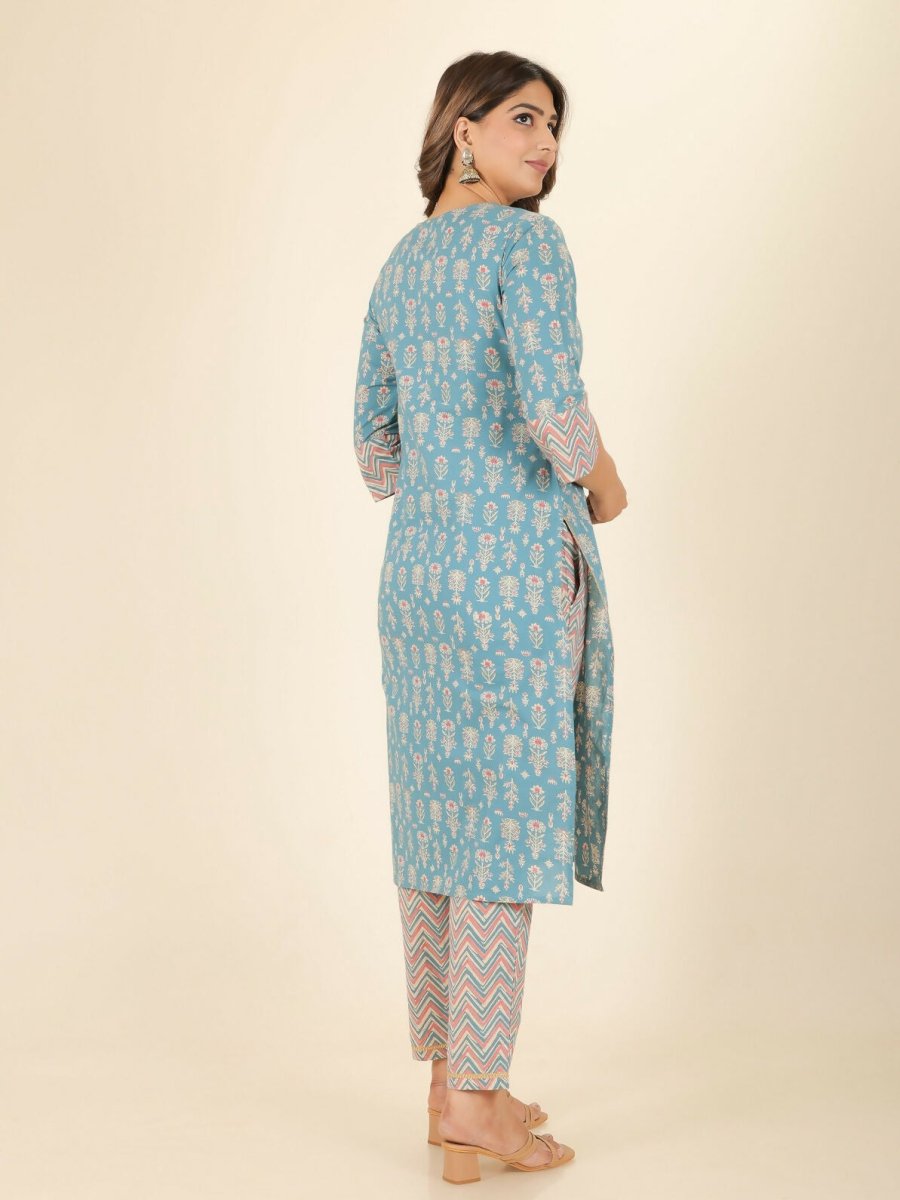 Aramya Straight Soft Cotton Floral Print Women's Kurta - Green | Grocsy