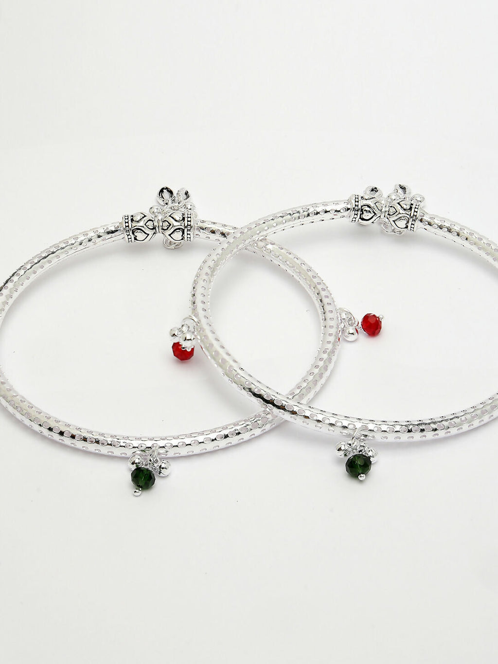 NVR Women's Set of 2 Silver-Plated Kada Anklets | Grocsy