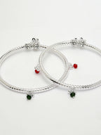 NVR Women's Set of 2 Silver-Plated Kada Anklets | Grocsy