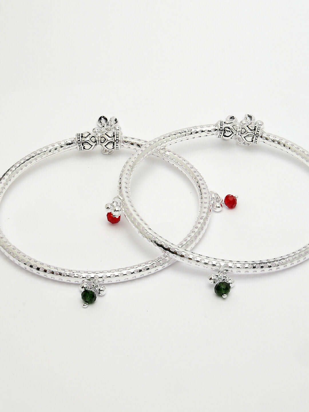 NVR Women's Set of 2 Silver-Plated Kada Anklets | Grocsy