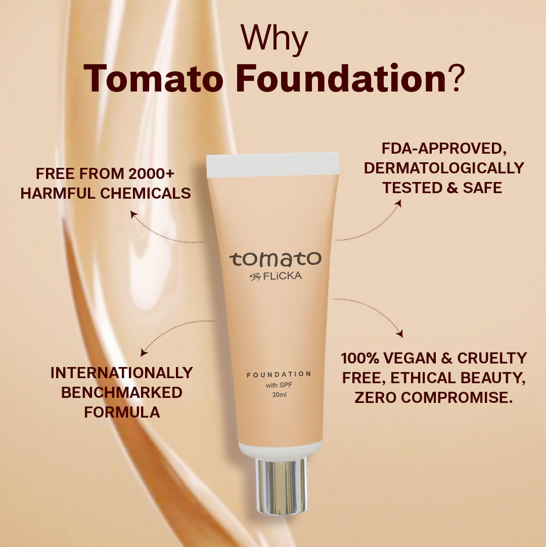 Flicka Cosmetics Tomato Liquid Foundation With Spf Long Lasting Lightweight All Skin Types - Caramel | Grocsy