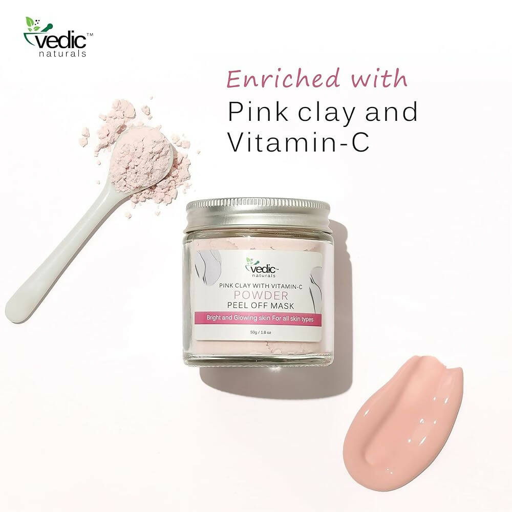 Vedic Naturals Pink Clay With Vitamin-C Powder Peel Off Mask | Grocsy