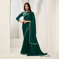 Green Crepe Satin Silk Handwork Saree With Unstitched Blouse - Norita Saanjh | Grocsy