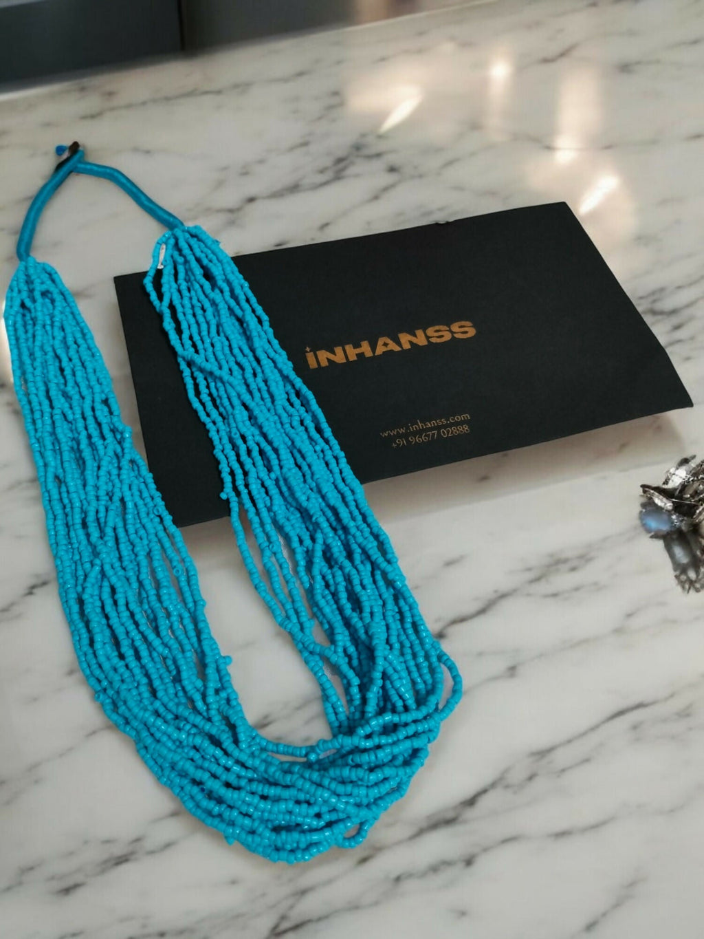 Inhanns Handmade Beaded Multilayer Necklace, 20 Layers - Skay Blue | Grocsy