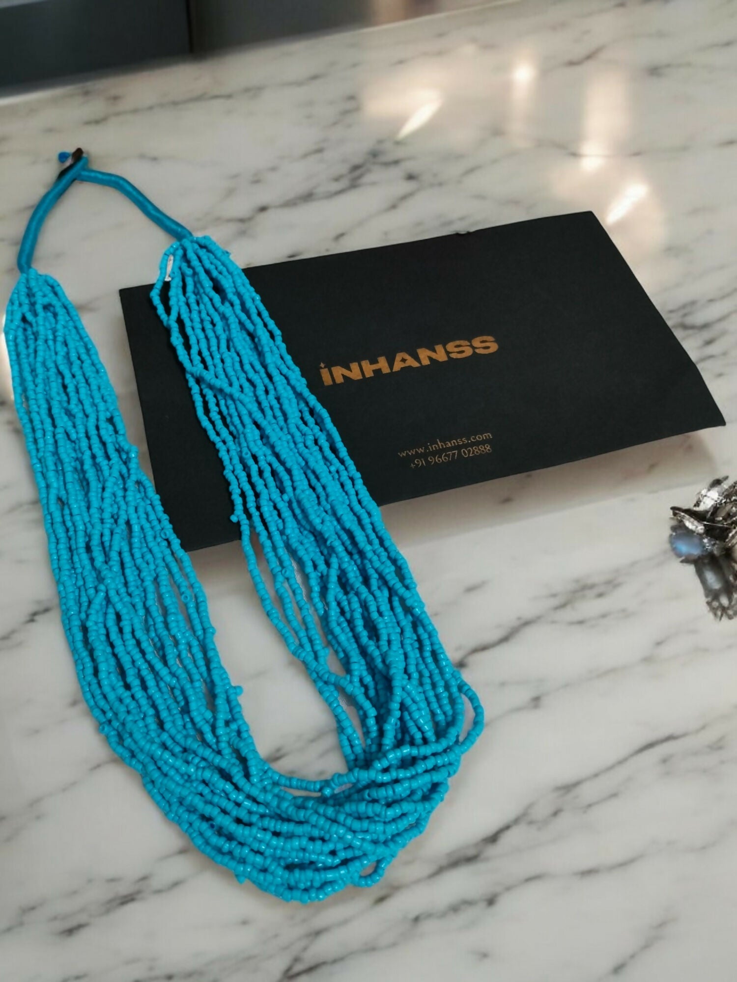 Inhanns Handmade Beaded Multilayer Necklace, 20 Layers - Skay Blue | Grocsy
