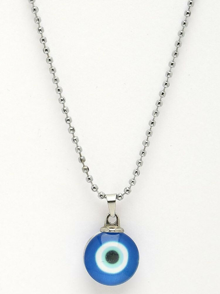 NVR Silver Plated Evil Eye Pendant with Chain for Men & Women | Grocsy
