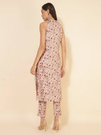 Janasya Women's Beige Moss Digital Floral Printed Casual Straight Co-ords | Grocsy