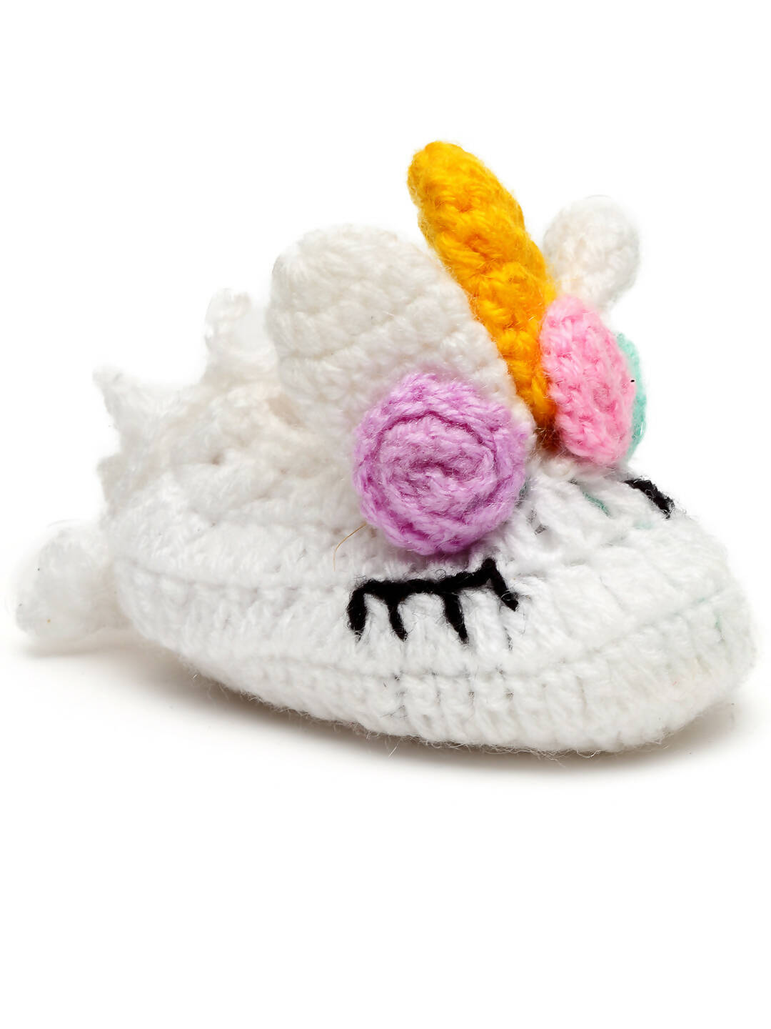 Chutput Kids Woollen Hand Knitted Unicorn Detailed Booties - White | Grocsy