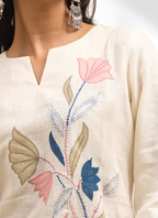 Joban Fashion Cream Linen Embroidered Readymade Cord Set | Grocsy