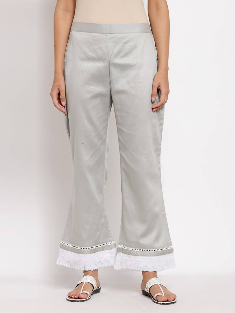 Myshka Beautiful Women's Grey Cotton Solid Casual Trouser | Grocsy