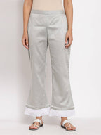 Myshka Beautiful Women's Grey Cotton Solid Casual Trouser | Grocsy