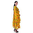 SWI Stylish Women's Embroidered Phulkari Chiffon Yellow Dupatta | Grocsy