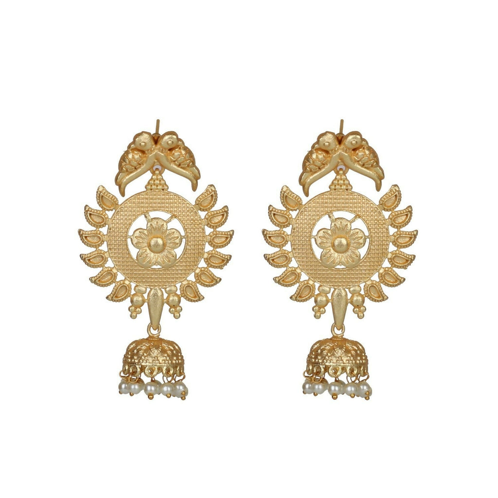 Joban Fashion Women Matte Gold Brass Earrings | Grocsy