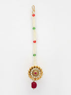 NVR Women's Gold-Polished CZ Stone-Studded Borla Maang Tikka | Grocsy
