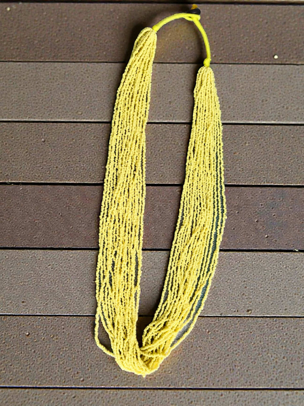 Inhanns Rangsaaz 20-Layer Luxe Long Beaded Only Necklace - Lemon Yellow Only Necklace | Grocsy