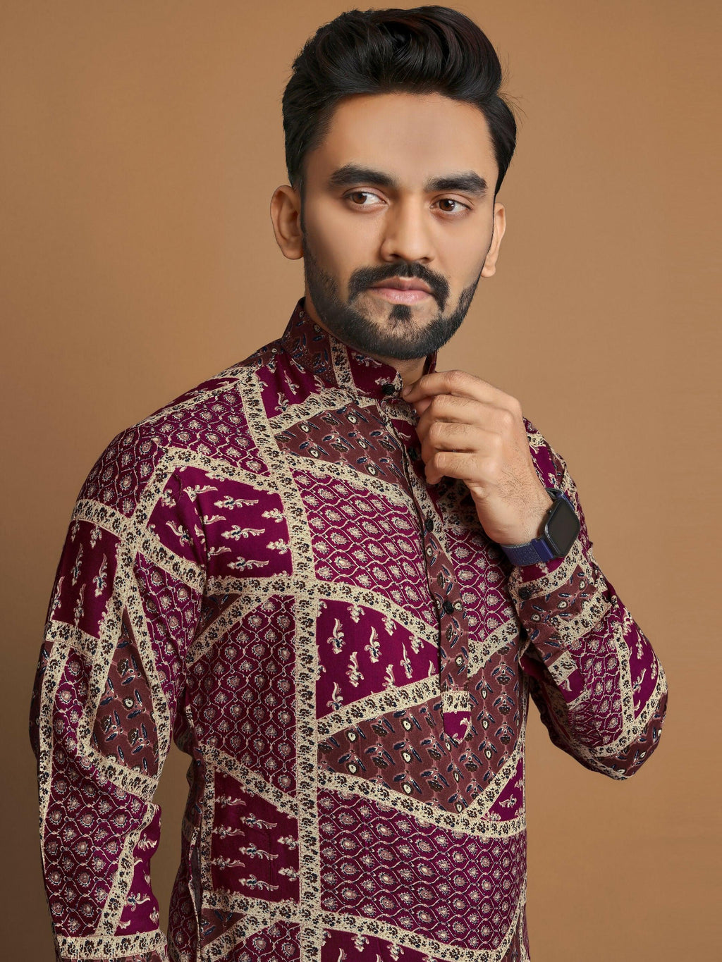 Anaita Purple Printed Cotton Straight Kurta | Grocsy