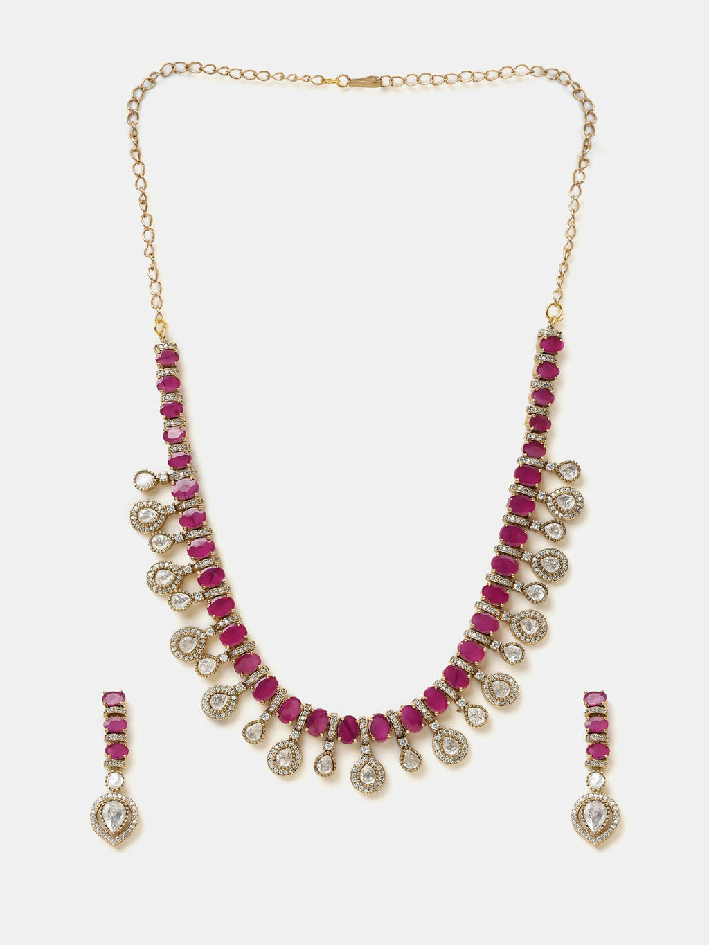 Ruby Raang Pink Kundan Necklace Set | Grocsy