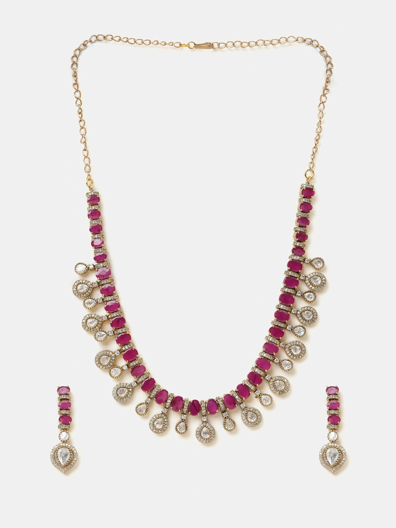 Ruby Raang Pink Kundan Necklace Set | Grocsy