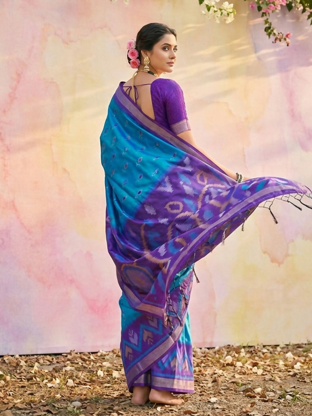 Shree Shyam Fashion Blue Soft Silk Saree | Grocsy