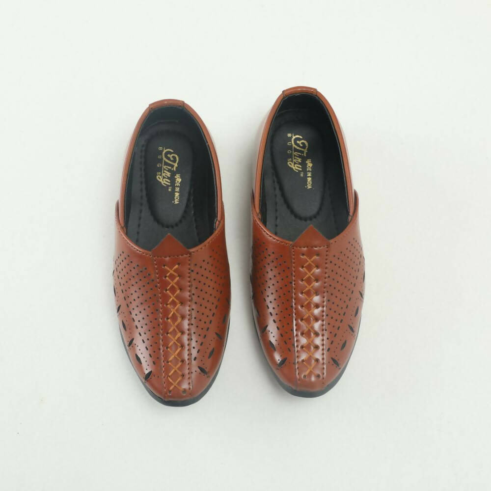 Tiny Bugs Boys Party & Ethnic Wear Mojari - Tan Color | Grocsy