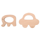 Nesta Toys Wooden Car & Elefant Teether Set, Beech Wood Teether for Babies | Grocsy