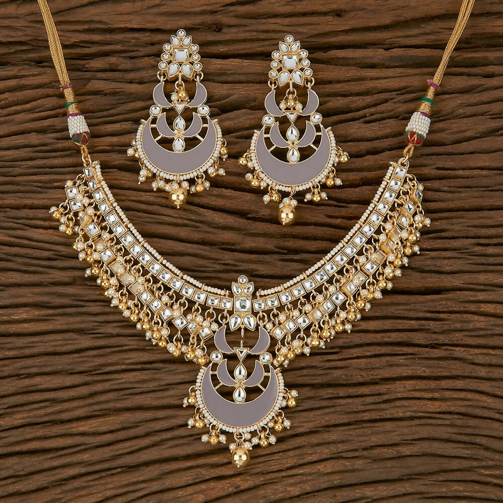 Joban Fashion Women Golden White Grey Necklace Set | Grocsy