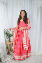 Aayaa Designer Printed Chinon Crochet Sequance Kids Lehenga Choli - Pink | Grocsy