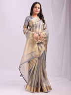 Shree Shyam Fashion Organza Grey Saree | Grocsy