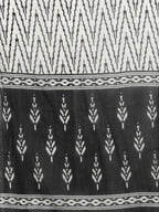 Yufta Women Black Ikat Printed Pure Cotton Kurta with Palazzo and Dupatta | Grocsy
