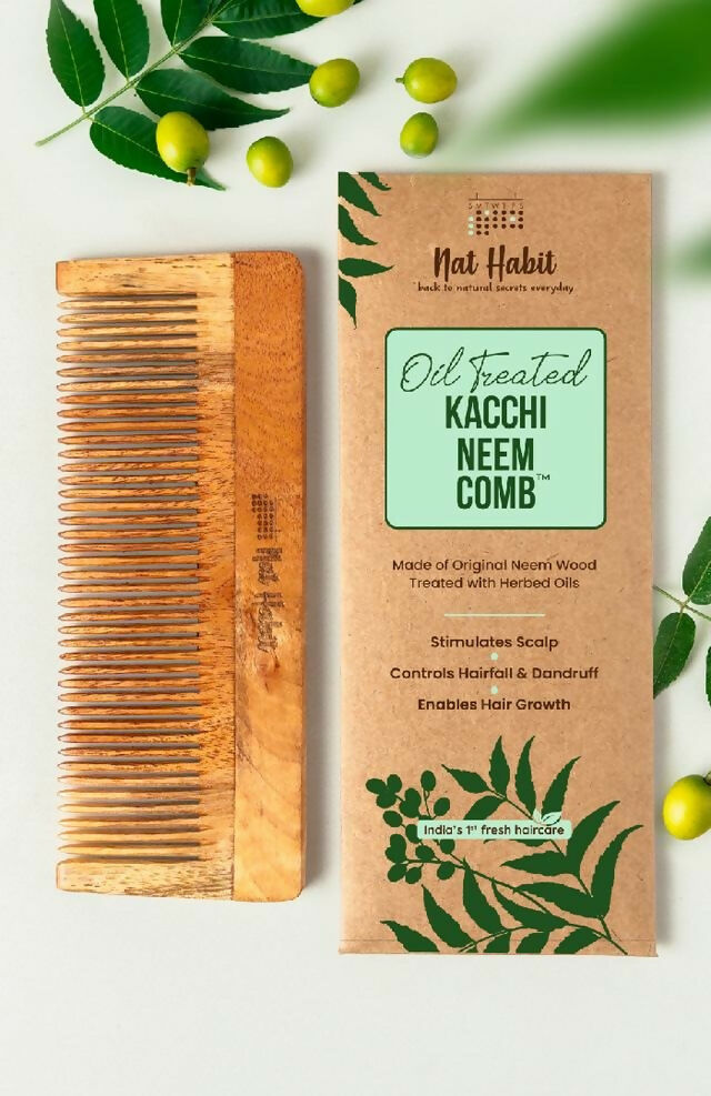 Nat Habit Fine Tooth Kacchi Neem Styling Comb | Grocsy