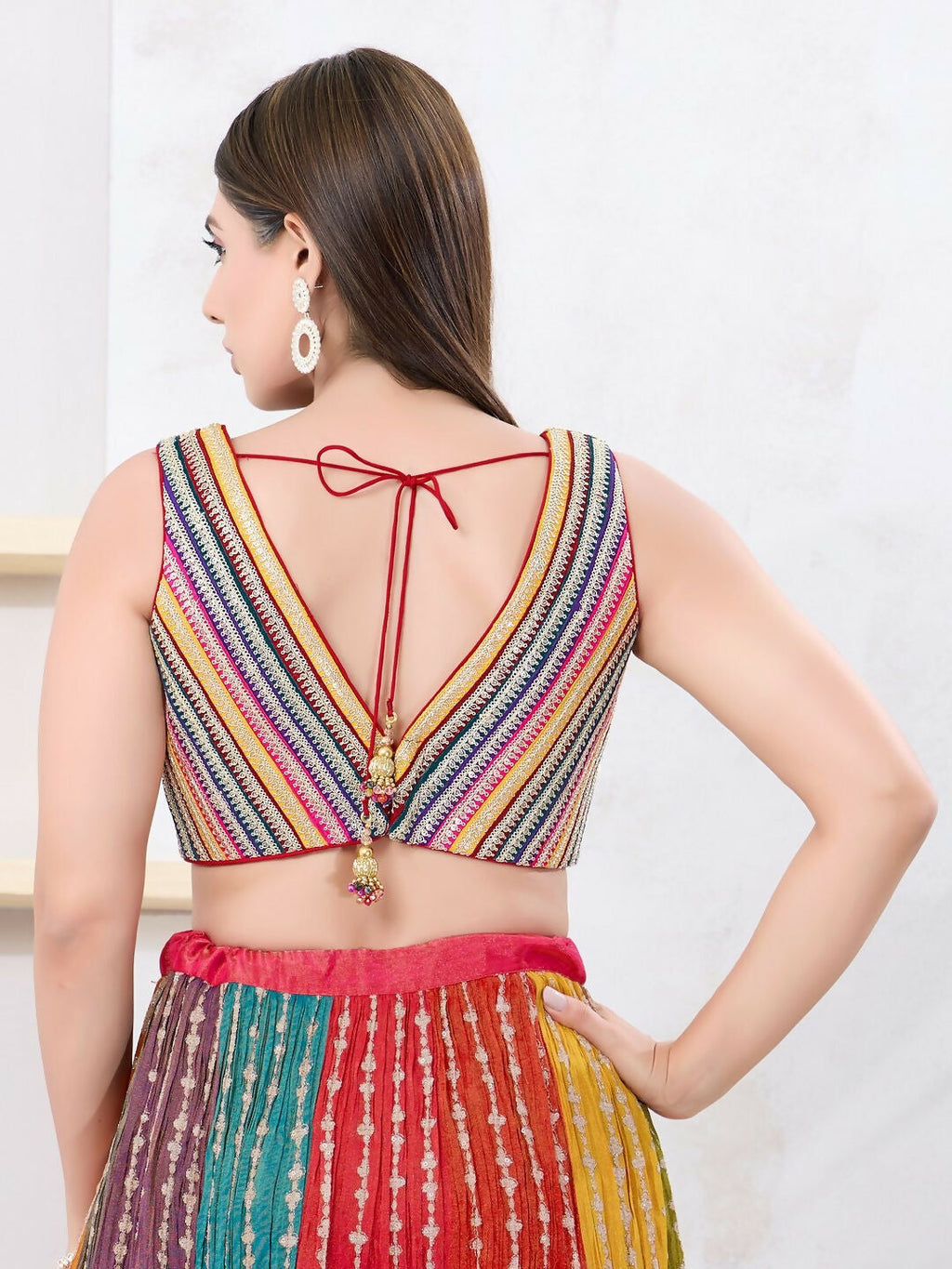 Joban Fashion Multi Mulberry Silk Sleeveless Back Open Blouse | Grocsy