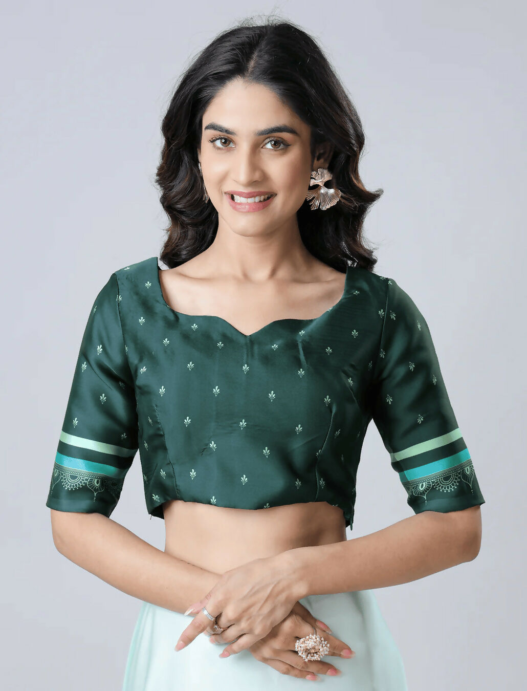 Vastranavya Electric Blue Mandalaa Print Freehand Ready to Wear Saree | Grocsy