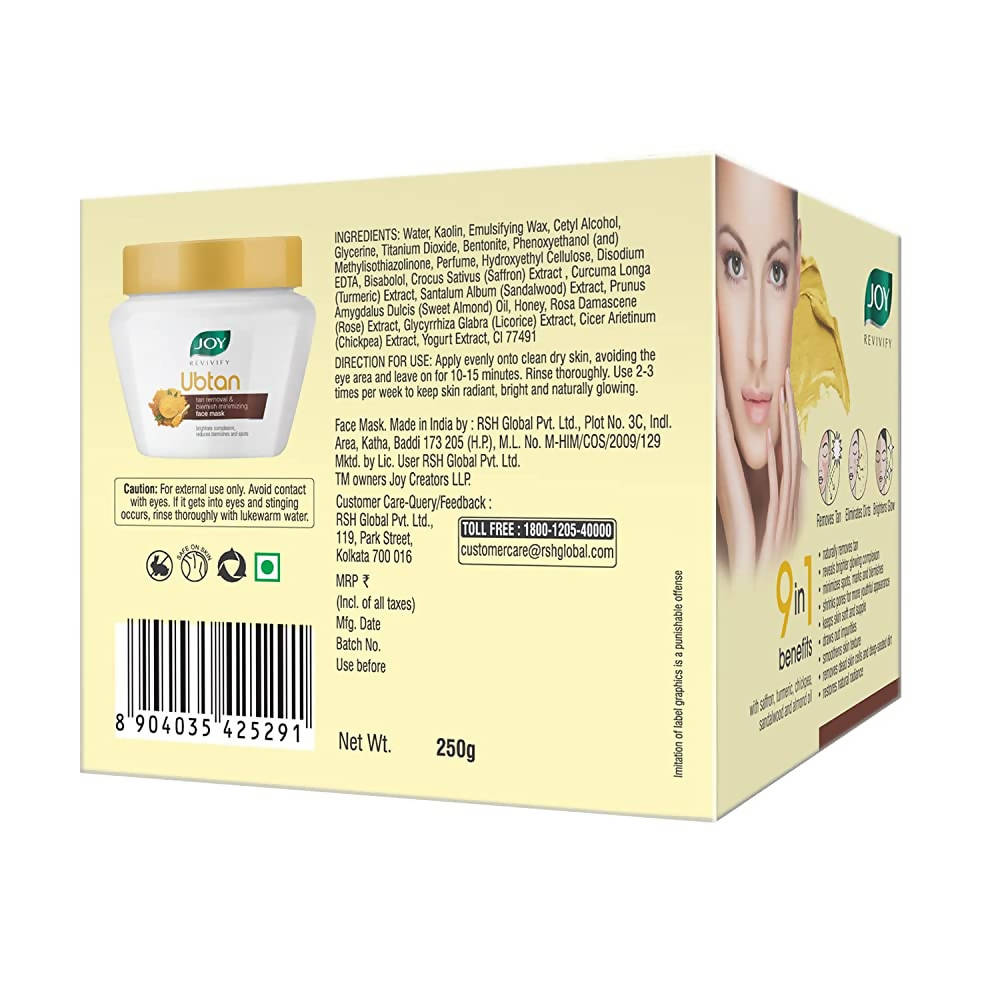 Joy Revivify Ubtan Tan Removal & Blemish Minimising Face Mask | Grocsy