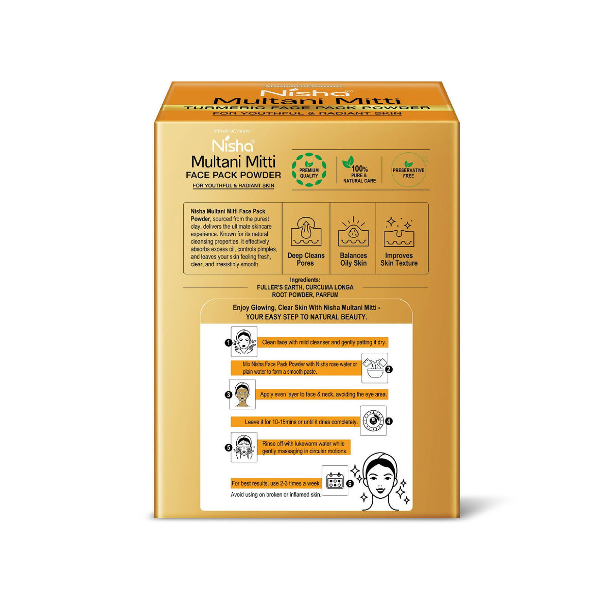 Nisha Turmeric Multani Mitti for Face | Skin Brightening Face Pack | Grocsy