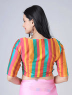 Vastranavya Baby Pink Ready to Wear Festive Print Free Hand Saree | Grocsy