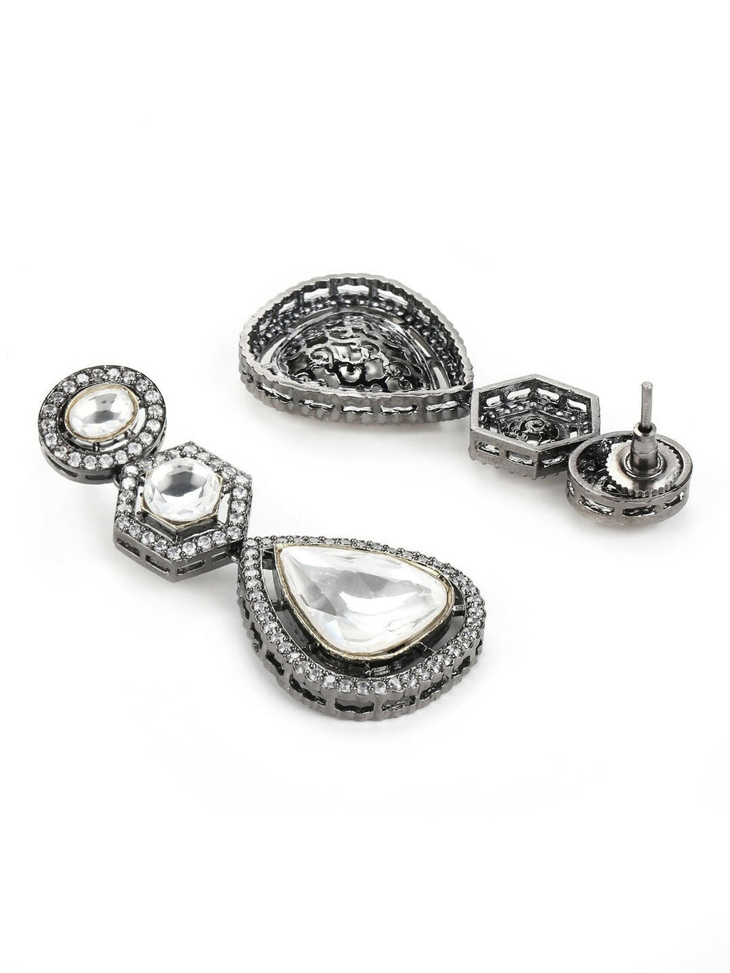 Zircon & Kundan Danglers- Ruby Raang | Grocsy