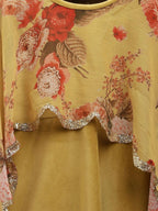Ahalyaa Mustard Velvet Kids Dress With Attached Dupatta For Girls | Grocsy