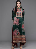 Ahalyaa Women Floral Printed Gotta Patti Velvet Kurta - Green Color | Grocsy