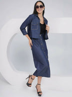 Joban Fashion Black Cotton Denim Pencil Skirt with Inner and Jacket | Grocsy