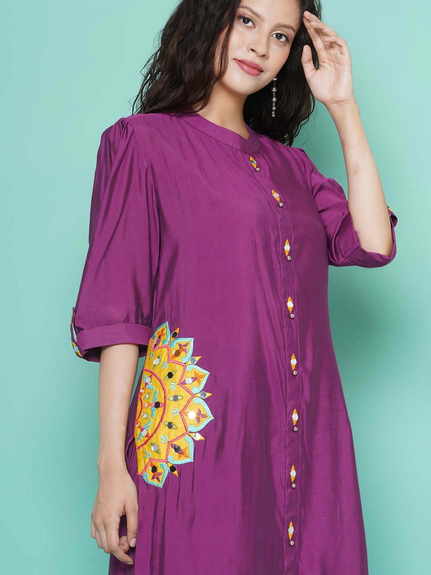 Women Republic Purple Art Silk Embroidered Kurta with Afghani Salwar | Grocsy